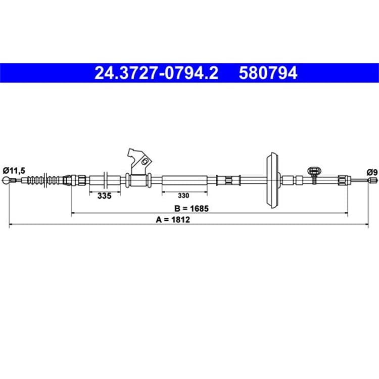 ATE Handbremsseil hinten links Chevrolet Cruze Opel Astra J ATE Handbremsseil hinten links Chevrolet Cruze Opel Astra J von ATE