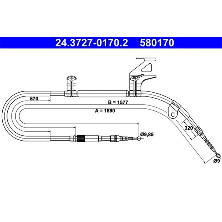 ATE Handbremsseil hinten rechts VW Passat 3B ATE Handbremsseil hinten rechts VW Passat 3B von ATE