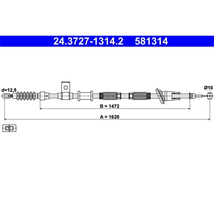 ATE Handbremsseil hinten rechts Volvo S40 V40 von ATE