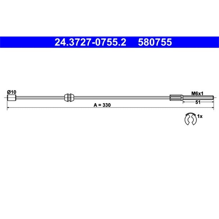 ATE Handbremsseil vorne Opel Corsa C ATE Handbremsseil vorne Opel Corsa C von ATE