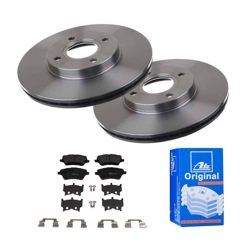 ATE Bremsen-Set 2 Bremsscheiben + Bremsbeläge Bremsensatz Einbau Vorne Bremsscheiben-Set Scheibenbremsen IJF141CJW3 passend für Ford B-Max JK Fiesta 6 von ATE Bundle