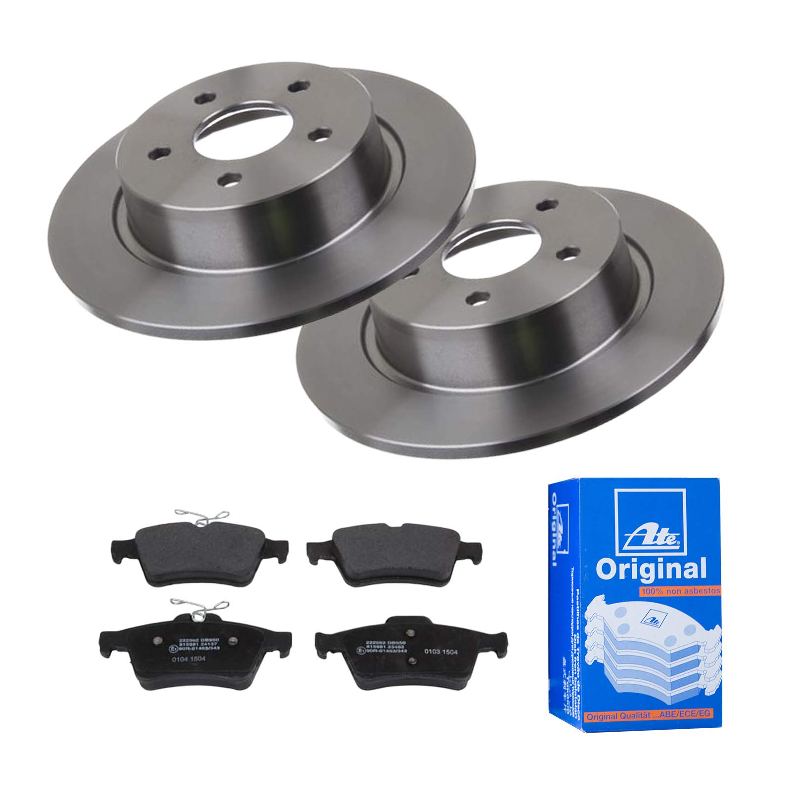 2 Bremsscheiben + Bremsbelagsatz ATE 3er Set Voll Ø280 mm Hinten Bremsenset 3tlg von ATE Bundle