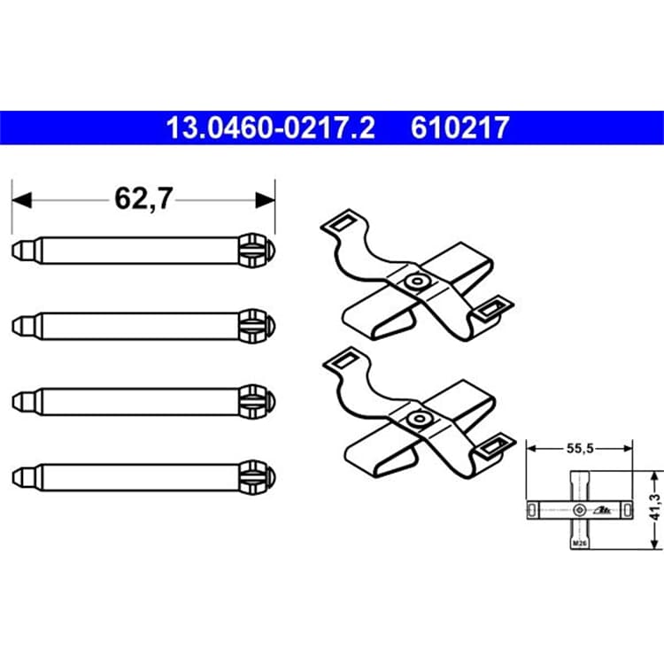 ATE Zubeh?r-Satz f?r Bremsbel?ge hinten Opel Astra Calibra Kadett Vectra Saab 900 von ATE