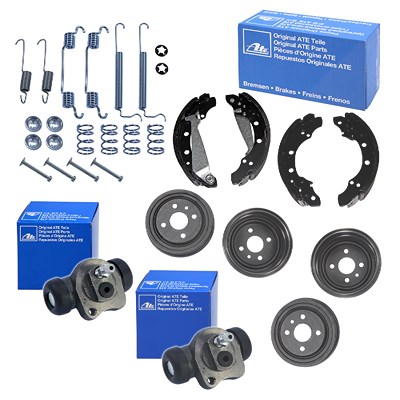 Ate 2x Bremstrommel+Backen+Zylinder+Zubehör für Opel Ate 2x Bremstrommel+Backen+Zylinder+Zubehör für Opel von ATE