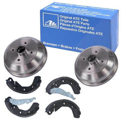 Ate 2x Bremstrommel + Bremsbacken Hinterachse für Opel von ATE