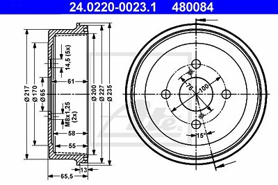 Ate 2x Bremstrommel Hinterachse für Toyota Ate 2x Bremstrommel Hinterachse für Toyota von ATE