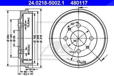 Ate 2x Bremstrommel für Fiat Ate 2x Bremstrommel für Fiat von ATE