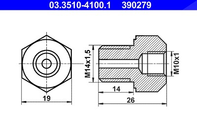 Ate Adapter, Bremsleitung [Hersteller-Nr. 03.3510-4100.1] von ATE