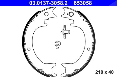 Ate Bremsbackensatz, Feststellbremse [Hersteller-Nr. 03.0137-3058.2] für Mitsubishi von ATE