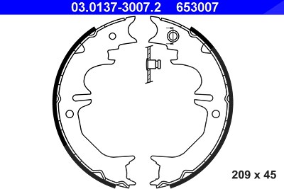 Ate Bremsbackensatz, Feststellbremse [Hersteller-Nr. 03.0137-3007.2] für Toyota von ATE