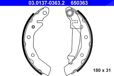 Ate Bremsbackensatz [Hersteller-Nr. 03.0137-0363.2] für Chevrolet, Daewoo von ATE