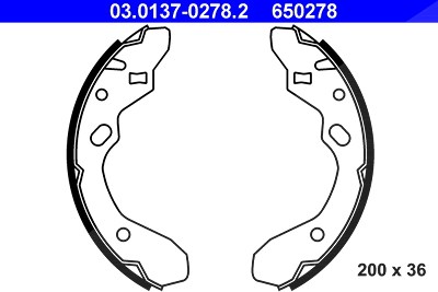 Ate Bremsbackensatz [Hersteller-Nr. 03.0137-0278.2] für Mazda von ATE