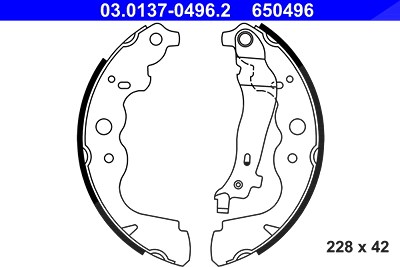 Ate Bremsbackensatz Trommelbremse 228x42 [Hersteller-Nr. 03.0137-0496.2] für Dacia, Mercedes-Benz, Renault von ATE
