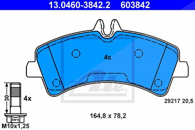 Ate Bremsbeläge hinten (Satz) [Hersteller-Nr. 13.0460-3842.2] für Mercedes-Benz, VW von ATE