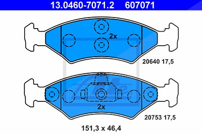 Ate Bremsbeläge vorne (Satz) [Hersteller-Nr. 13.0460-7071.2] für Ford, Mazda von ATE