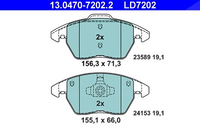 Ate CERAMIC Bremsbelagsatz vorne [Hersteller-Nr. 13.0470-7202.2] für Citroën, Peugeot von ATE