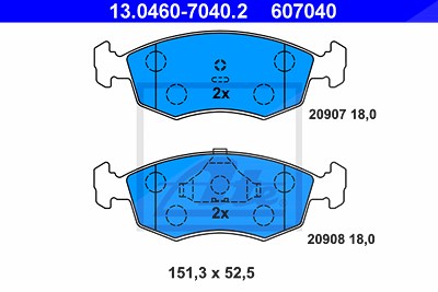 Ate Bremsbelagsatz, Scheibenbremse [Hersteller-Nr. 13.0460-7040.2] für Ford von ATE