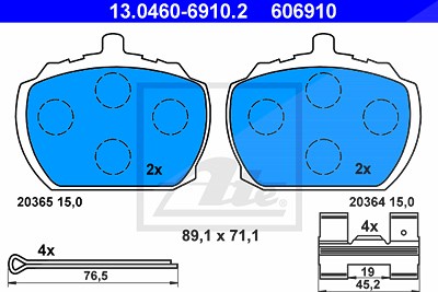 Ate Bremsbelagsatz, Scheibenbremse [Hersteller-Nr. 13.0460-6910.2] für Ford, Rover von ATE