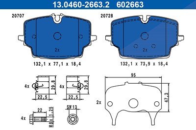 Ate Bremsbelagsatz, Scheibenbremse [Hersteller-Nr. 13.0460-2663.2] für BMW, Mini von ATE