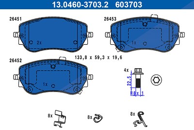 Ate Bremsbelagsatz, Scheibenbremse [Hersteller-Nr. 13.0460-3703.2] für Abarth, Fiat von ATE