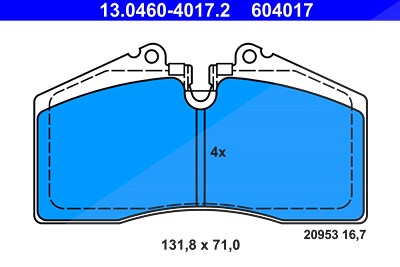 Ate Bremsbelagsatz, Scheibenbremse [Hersteller-Nr. 13.0460-4017.2] für Porsche von ATE