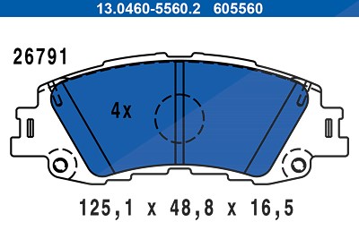 Ate Bremsbelagsatz, Scheibenbremse [Hersteller-Nr. 13.0460-5560.2] für Toyota von ATE
