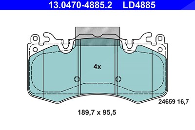 Ate Bremsbelagsatz, Scheibenbremse [Hersteller-Nr. 13.0470-4885.2] für Land Rover von ATE