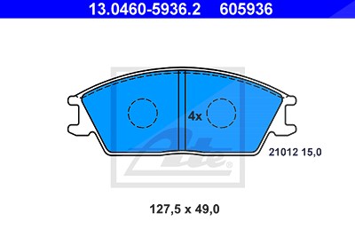 Ate Bremsbelagsatz, Scheibenbremse [Hersteller-Nr. 13.0460-5936.2] für Honda, Hyundai von ATE