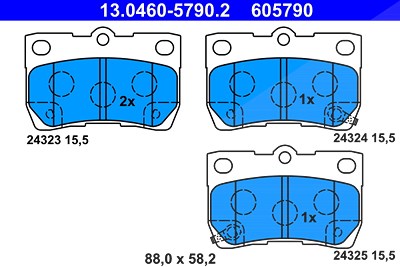 Ate Bremsbelagsatz, Scheibenbremse [Hersteller-Nr. 13.0460-5790.2] für Lexus, Toyota von ATE
