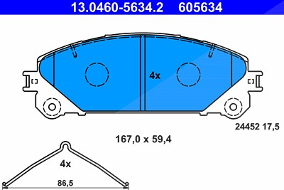 Ate Bremsbelagsatz, Scheibenbremse [Hersteller-Nr. 13.0460-5634.2] für Lexus, Toyota von ATE