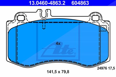 Ate Bremsbelagsatz, Scheibenbremse [Hersteller-Nr. 13.0460-4863.2] für Mercedes-Benz von ATE