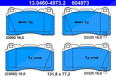 Ate Bremsbelagsatz, Scheibenbremse [Hersteller-Nr. 13.0460-4973.2] für Honda, Mitsubishi, Renault, Subaru von ATE