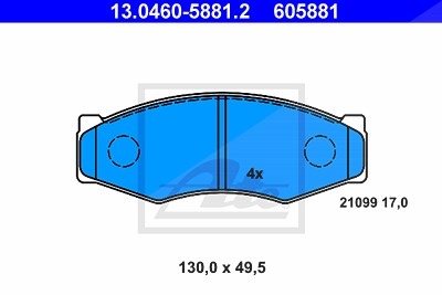 Ate Bremsbelagsatz, Scheibenbremse [Hersteller-Nr. 13.0460-5881.2] für Nissan von ATE