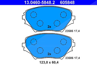 Ate Bremsbelagsatz, Scheibenbremse [Hersteller-Nr. 13.0460-5848.2] für Toyota von ATE