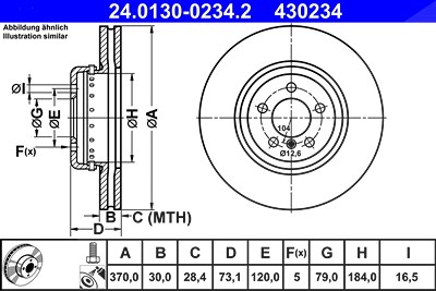 Ate 1x Bremsscheibe [Hersteller-Nr. 24.0130-0234.2] für BMW von ATE