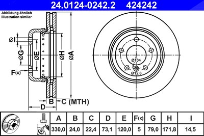 Ate 1x Bremsscheibe [Hersteller-Nr. 24.0124-0242.2] für BMW von ATE
