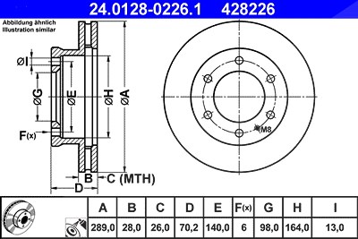 Ate 1x Bremsscheibe [Hersteller-Nr. 24.0128-0226.1] für Ford, Mazda von ATE