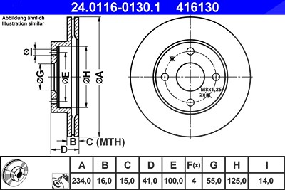 Ate Bremsscheibe [Hersteller-Nr. 24.0116-0130.1] für Daihatsu, Subaru von ATE