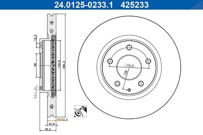 Ate Bremsscheibe [Hersteller-Nr. 24.0125-0233.1] für Mazda von ATE