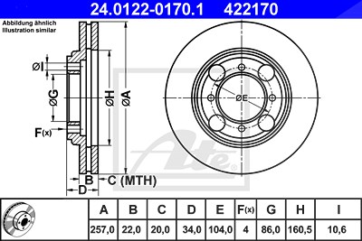 Ate Bremsscheibe [Hersteller-Nr. 24.0122-0170.1] für Hyundai von ATE