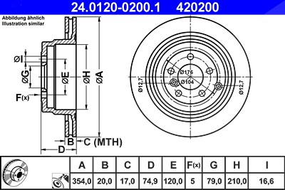 Ate 1x Bremsscheibe [Hersteller-Nr. 24.0120-0200.1] für Land Rover von ATE