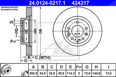Ate Bremsscheibe [Hersteller-Nr. 24.0124-0217.1] für Mazda von ATE