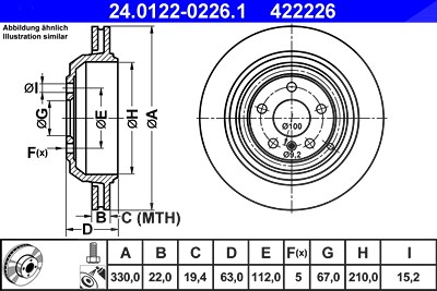 Ate 1x Bremsscheibe [Hersteller-Nr. 24.0122-0226.1] für Mercedes-Benz von ATE