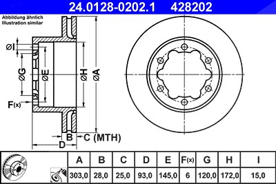 Ate Bremsscheibe [Hersteller-Nr. 24.0128-0202.1] für Mercedes-Benz, VW von ATE