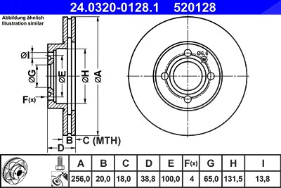 Ate Bremsscheibe [Hersteller-Nr. 24.0320-0128.1] für Seat, VW von ATE