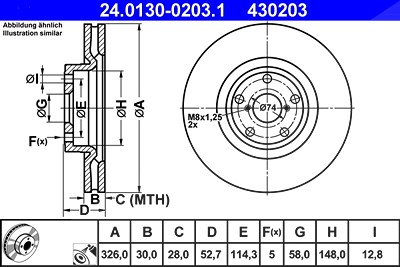 Ate 1x Bremsscheibe [Hersteller-Nr. 24.0130-0203.1] für Subaru von ATE