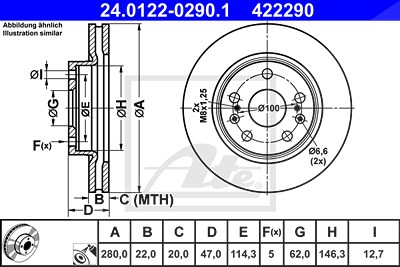 Ate Bremsscheibe Vorderachse Belüftet [Hersteller-Nr. 24.0122-0290.1] für Suzuki von ATE