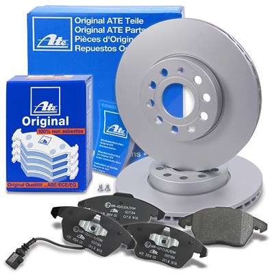 Ate Bremsscheiben +Bremsbeläge mit Warnkontakt vorne für Audi, Seat, Skoda, VW Ate Bremsscheiben +Bremsbeläge mit Warnkontakt vorne für Audi, Seat, Skoda, VW von ATE