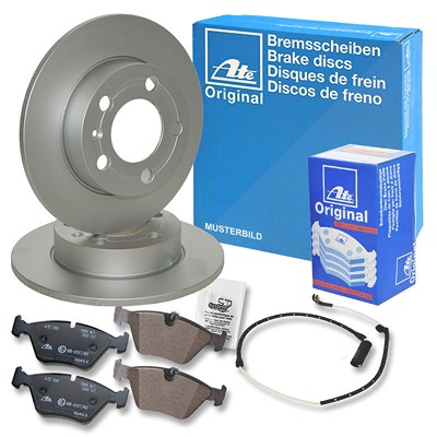 Ate Bremsscheiben+Bremsbeläge+VWK Hinten Voll für BMW von ATE