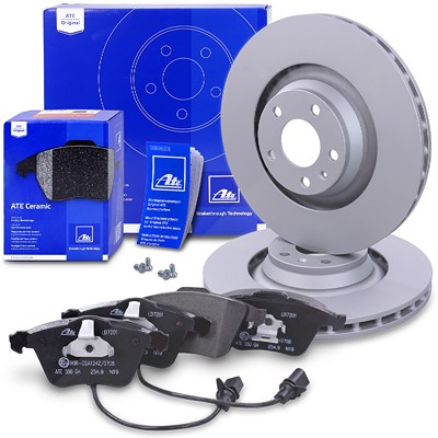 Ate Bremsscheiben +CERAMIC Bremsbeläge mit Warnkontakt vorne für Audi von ATE